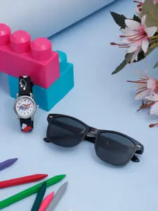 Stoln Girls Pack Of 2 Wayfarer Sunglasses With UV Protected Lens & Wrist Watch