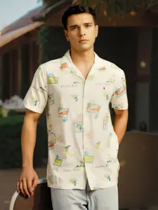 Louis Philippe Jeans Men Conversational Printed Cuban Collar Casual Shirt