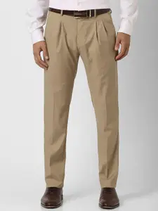 Van Heusen Men Slim Fit Mid-Rise Pleated Formal Trousers