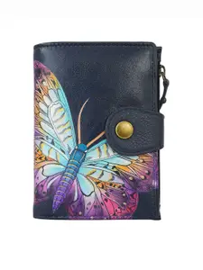 Anuschka Women Magical Wings Navy Hand Painted Leather Wallet