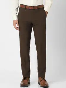 Van Heusen Men Textured Slim Fit Formal Trousers