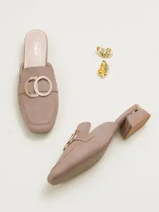 Sherrif Shoes Women Textured Block Pumps with Western - Embellished