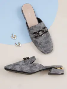 Sherrif Shoes Embellished PU Block Pumps with Bows