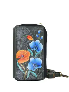 Anuschka Women Floral Fantasy Jade Hand Painted Leather Phone Wallet