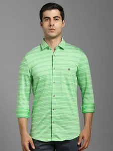 Louis Philippe Sport Men Horizontal Striped Spread Collar Slim Fit Cotton Casual Shirt