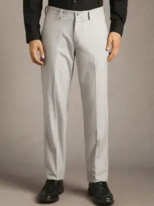 Louis Philippe Men Textured Flat Front Formal Trousers