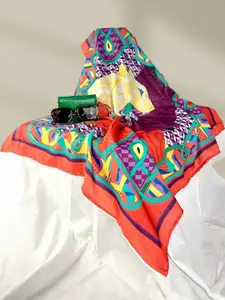 KLISHAA ART Red chitah print scarf