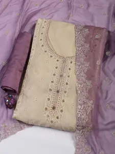 Meena Bazaar Floral Embroidered Sequinned Organza Unstitched Dress Material