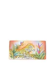 Anuschka Women Leopard in Paradise Hand Painted Two Fold Leather Wallet