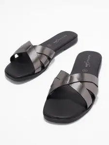 Forever Glam by Pantaloons Women Metallic Open Toe Flats