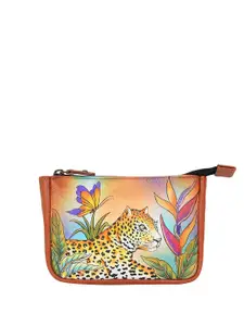 Anuschka Women Leopard in Paradise Hand Painted Leather Coin Wallet