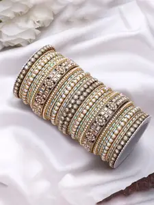 leshya Set of 38 Artificial Stone & Bead StuddedBangle