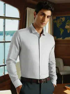 Louis Philippe Slim Fit Self Design Pure Cotton Formal Shirt