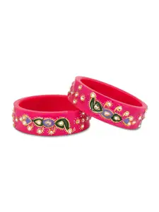 leshya Set of 2 Meenakari Kundan StuddedBangle