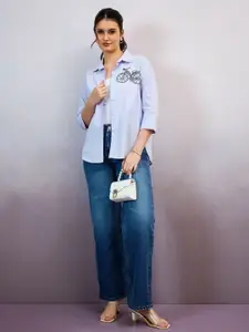 Shally Bhasin by Athena Women Standard Fit Solid Spread Collar Cotton Casual Shirt