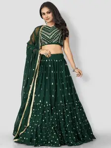 A TO Z CART Embroidered Georgette Sequinned Unstitched Lehenga & Blouse With Dupatta