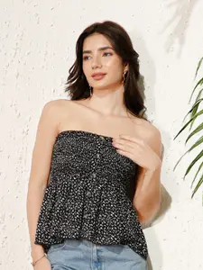 Berrylush Women Floral Print Ruffles Tube Top