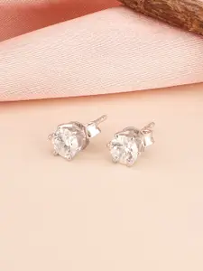 PALMONAS 925 Sterling Silver Diamond Shaped Cubic Zirconia Studs Earrings