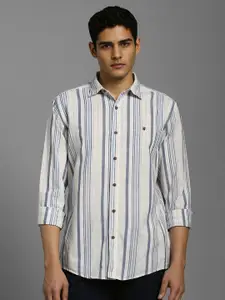 Louis Philippe Jeans Slim Fit Striped Spread Collar Long Sleeves Pure Cotton Casual Shirt