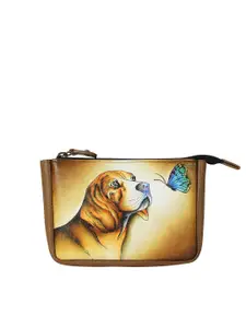 Anuschka Women Puppy Love Hand Painted Leather Coin Wallet