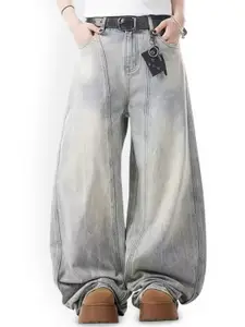 StyleCast x Revolte Men Wide Leg Mid-Rise Heavy Fade Jeans