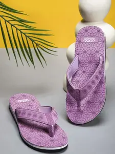 WAVE WALKER Women Rubber Floral Self Design Slip On Flip Flops