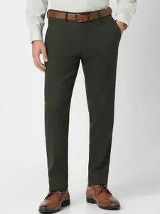 Van Heusen Men Textured Slim Fit Mid-Rise Formal Trousers