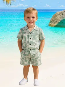FASHION GRAB Boys Printed Pure Cotton Shirt with Shorts