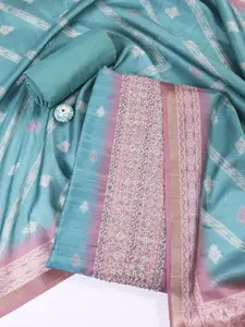 Meena Bazaar Floral Woven Design Beads And Stones Unstitched Dress Material