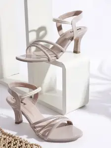 DressBerry Embellished Open Toe Kitten Heels Sandals