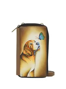 Anuschka Women Puppy Love Hand Painted Leather Phone Wallet
