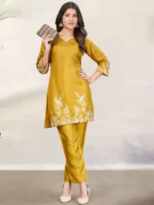 AUTUMN LANE Embroidered Pure Cotton V-Neck Top & PalazzosCo-OrdSet