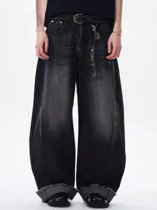 StyleCast x Revolte Men Wide Leg Mid-Rise Heavy Fade Jeans