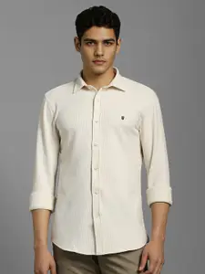 Louis Philippe Jeans Slim Fit Textured Spread Collar Long Sleeves Casual Shirt