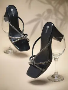 DIVASTRI Women Embellished Block Heel Sandals