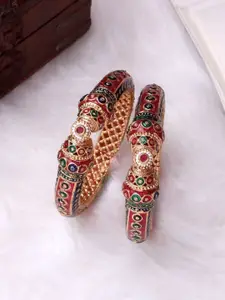 leshya Set of 2 Stone Studded & Beaded Meenakari Bangle