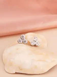 PALMONAS 925 Sterling Silver Rhodium-Plated Cubic Zirconia Trio Cluster Studs Earrings