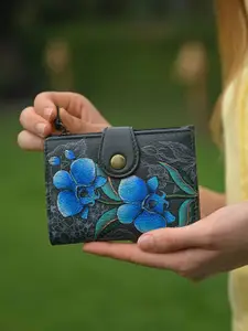 Anuschka Women Floral Fantasy Jade Hand Painted Leather Wallet