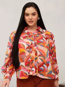CURVY STREET Women Abstract Printed Spread Collar Casual Shirt