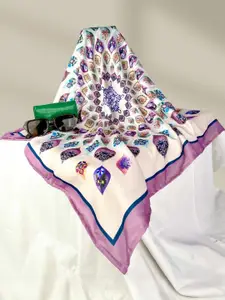 KLISHAA ART Creamy Peacock Design scarf