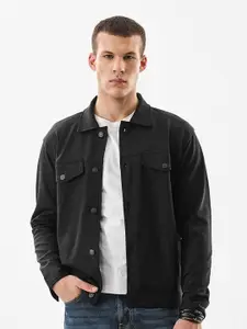 Snitch Men Textured Spread Collar Lightweight Tailored Jacket