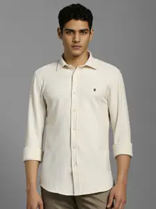 Louis Philippe Jeans Slim Fit Textured Spread Collar Long Sleeves Casual Shirt