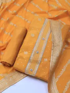 Meena Bazaar Floral Woven Design Zari Unstitched Dress Material