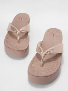 Forever Glam by Pantaloons Women Embellished Open Toe T-Strap Flats