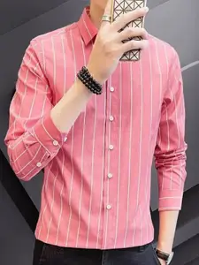StyleCast x Revolte Striped Spread Collar Regular Fit Formal Shirt