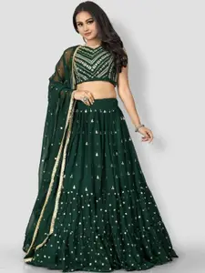 JULEE Floral Embroidered Thread Work Unstitched Lehenga & Blouse With Dupatta