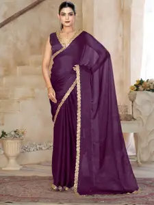 kasee Sequinned Saree with Embellished Lace Border