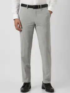 Van Heusen Men Textured Slim Fit Mid-Rise Formal Trousers