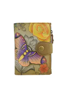 Anuschka Women Floral Paradise Tan Hand Painted Leather Wallet