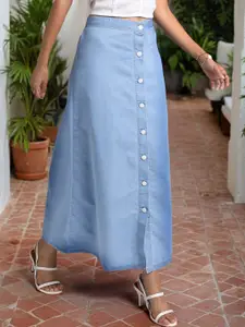 Style Quotient A-Line Maxi Denim Skirt